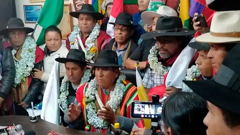 Dirigentes del Pacto de Unidad arcista en conferencia de prensa. CAPTURA