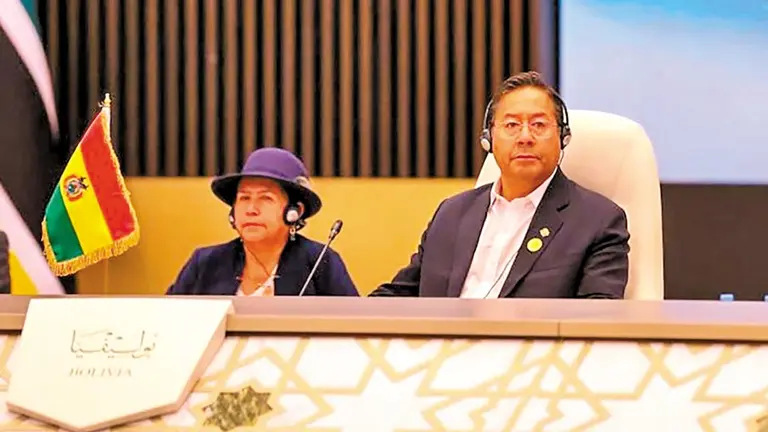 El presidente de Bolivia, Luis Arce, durante la VII Cumbre del Foro de Países  Exportadores de Gas en Argelia./ LUCHO ARCE
