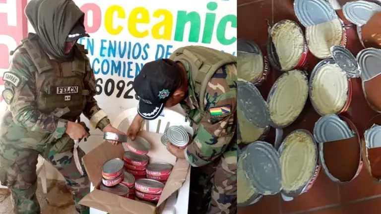 Descubren droga en latas de sardina./ FELCN
