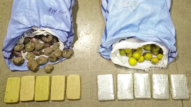Descubren droga en bolsas de papas y naranjas./ FELCN