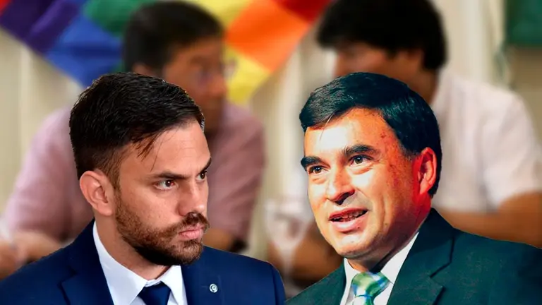 El ministro de Gobierno, Eduardo del Castillo (i) el exministro de la Presidencia Juan Ram&oacute;n Quintana (d). COMPOSICI&Oacute;N OPINI&Oacute;N