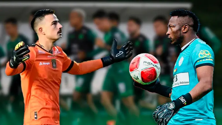 Los dos porteros de la selecci&oacute;n nacional Guillermo Vizcarra y David Akologo. COMPOSICI&Oacute;N OPINI&Oacute;N