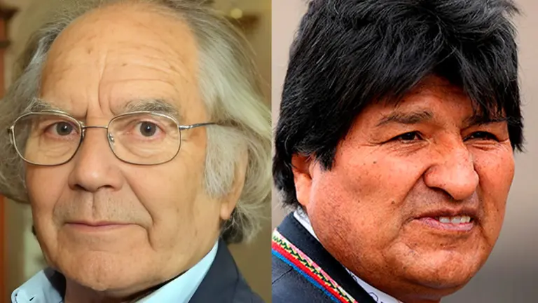 El Premio Nobel de la Paz Adolfo P&eacute;rez Esquivel, y el expresidente Evo Morales. UNESCO/ARCHIVO