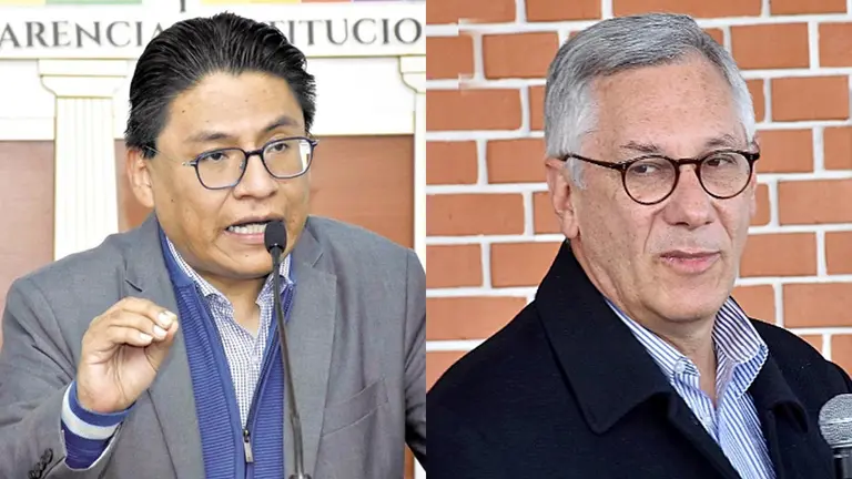 El ministro de Justicia, Iván Lima (izq.) y expresidente Eduardo Rodríguez Veltzé./ ARCHIVO