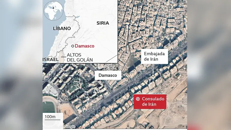 Mapa de la zona del ataque registrado./ BBC