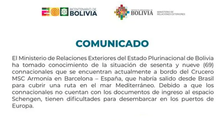 Comunicado emitido por el Gobierno nacional. 