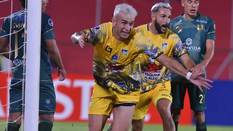 Jugadores de Delf&iacute;n celebran uno de los goles. APG
