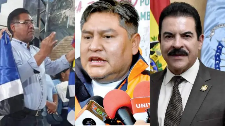 Los alcaldes Juan Limberth Andia, de Cliza (i); Nelson Gallinate, de Colcapirhua (c); y, Manfred Reyes Villa, de Cercado (d). COMPOSICI&Oacute;N OPINI&Oacute;N
