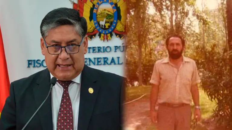El fiscal Lanchipa y la fotograf&iacute;a del cura Alfonso Pedrajas./ ARCHIVO