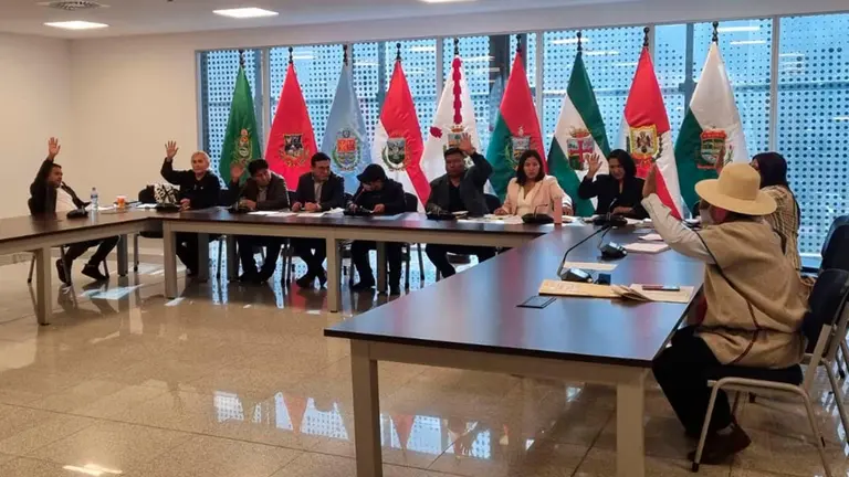 La Comisi&oacute;n Mixta de Justicia Plural en pleno trabajo. Foto: ERBOL