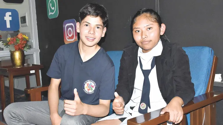 Sebastián y Jhenny, miembros del Consejo Consultivo Joining Forces Bolivia, este 11 de abril en OPINIÓN./ NOÉ PORTUGAL