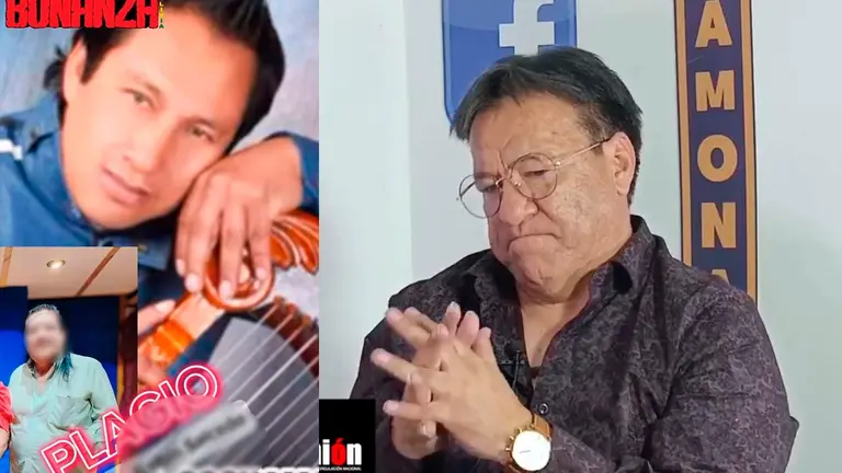 Captura del video de la denuncia de plagio junto a una foto de &Eacute;dgar Rojas, vocalista de Bonanza. OPINI&Oacute;N