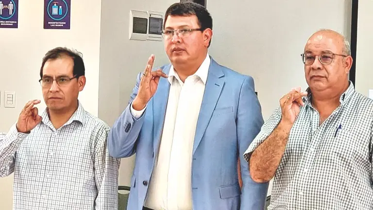 Oscar Pérez, Raúl Solares y Rolando Surriable, este 18 de abril en la Cadeco Cochabamba./ MARCELO VARGAS