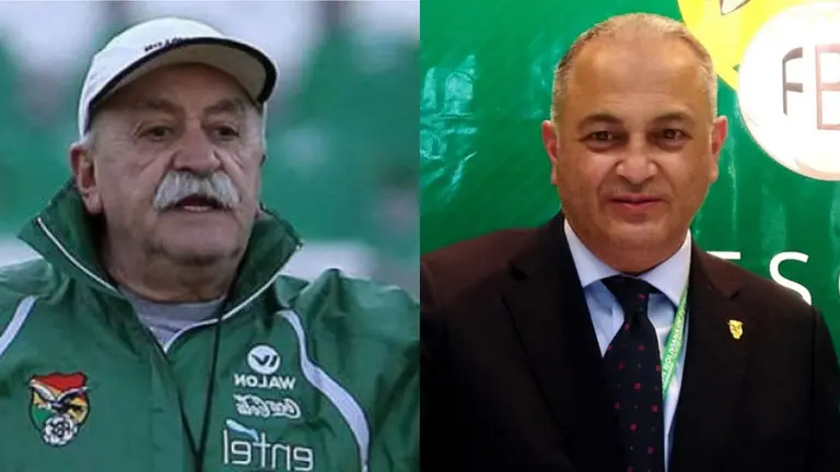 Xavier Azkargorta, ext&eacute;cnico de la Selecci&oacute;n (i), y Fernando Costa, presidente de la FBF.