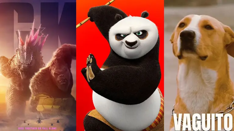 Los filmes 'Godzilla & Kong', 'Kung Fu Panda 4' y 'Vaguito' que generan taquilla en cines nacionales.