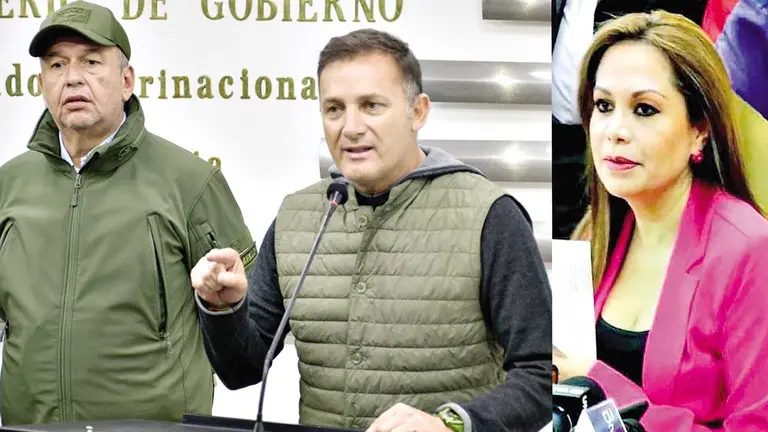 Arturo Murillo, Fernando López y Roxana Lizárraga, exministros imputados en el caso de los gases lacrimógenos de Ecuador./ COMPOSICIÓN OPINIÓN