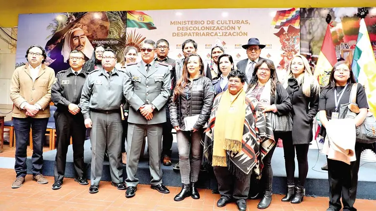 Autoridades nacionales en la inauguraci&oacute;n de la &lsquo;Noche del Patrimonio Cultural 2024&rsquo; en la ciudad de La Paz./ MINISTERIO DE CULTURAS, DESCOLONIZACI&Oacute;N Y DESPATRIARCALIZACI&Oacute;N