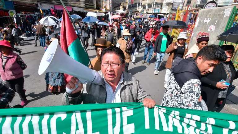 Marcha de gremiales en La Paz, en el pasado viernes./ APG