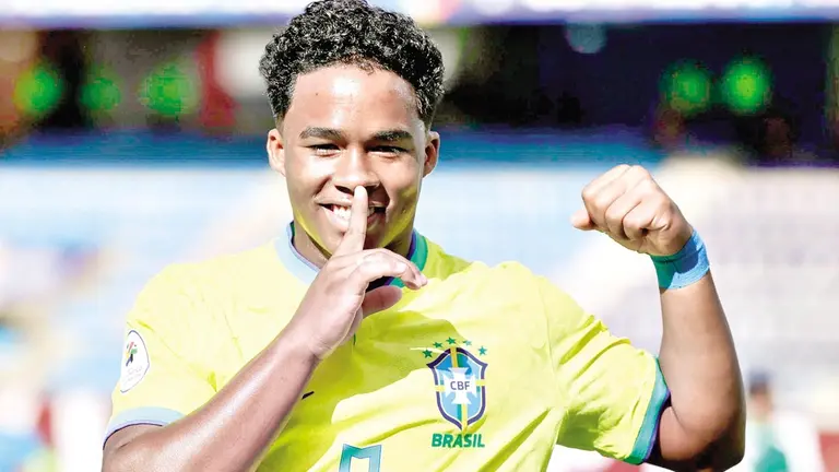 Endrick festeja una conquista para la Canarinha. / CBF