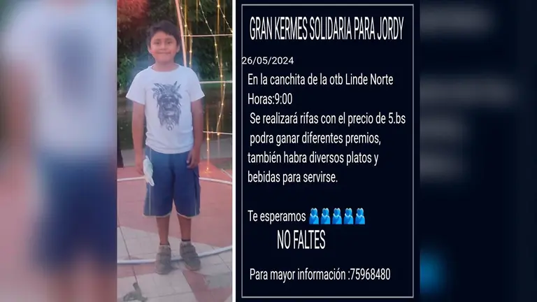 Afiche de la kermese para Jordy. Cortes&iacute;a