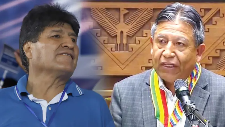 Evo Morales, expresidente de Bolivia y David Choquehuanca, Vicepresidente.