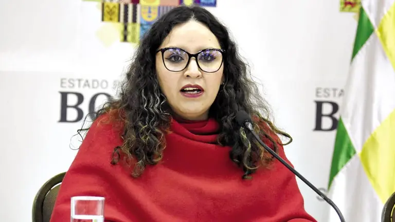 La ministra de Salud, María Renée Castro, en conferencia./ ABI