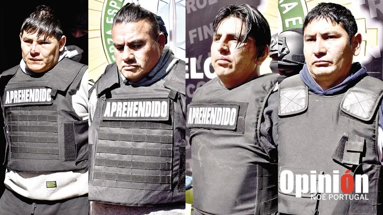 La Polic&iacute;a present&oacute; a los cuatro miembros de la banda delincuencial &ldquo;Los Montecos&rdquo; en la FELCC de Quillacollo./ NO&Eacute; PORTUGAL