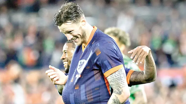 Weghorst celebra un gol para el cuadro oranje./ MARCA