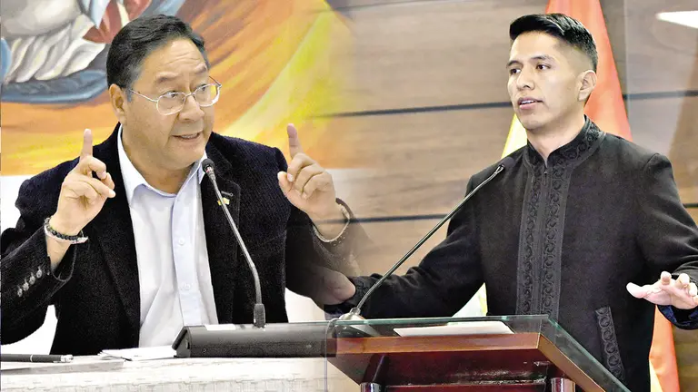 El presidente Luis Arce y Andrónico Rodríguez./ COMPOSICIÓN OPINIÓN