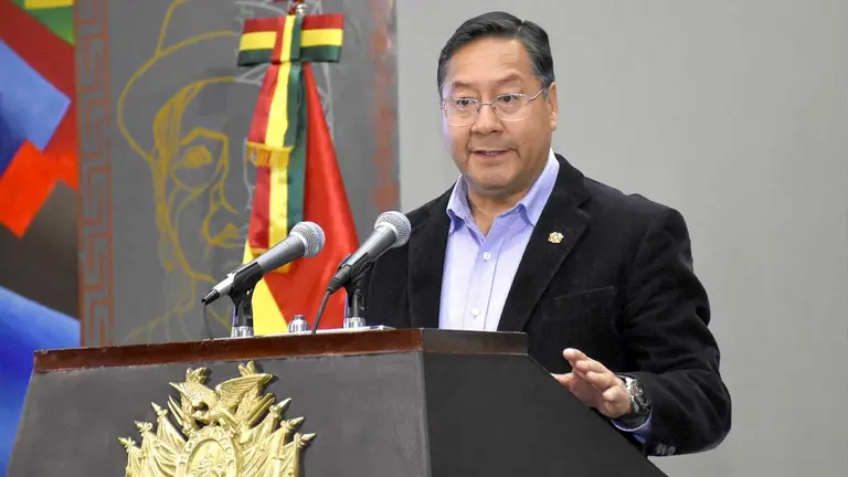 El presidente Luis Arce, en conferencia de prensa./ APG