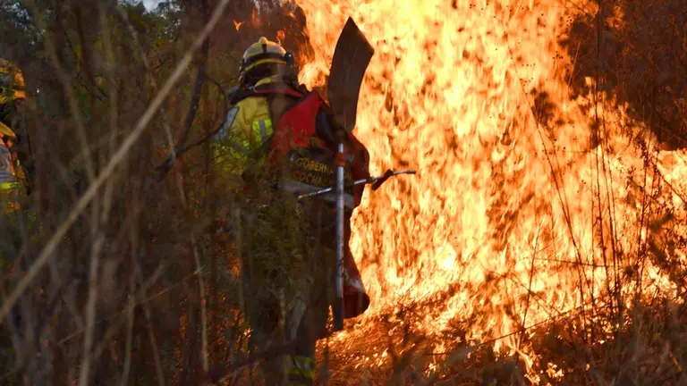 El simulacro de incendio este 19 de junio. GOBERNACI&Oacute;N DE COCHABAMBA