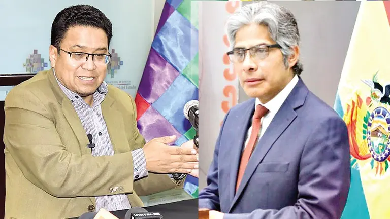 El procurador general del Estado, C&eacute;sar Siles (i), y el exprocurador Wilfredo Ch&aacute;vez, ahora alineado con el &ldquo;evismo&rdquo;./ COMPOSICI&Oacute;N OPINI&Oacute;N