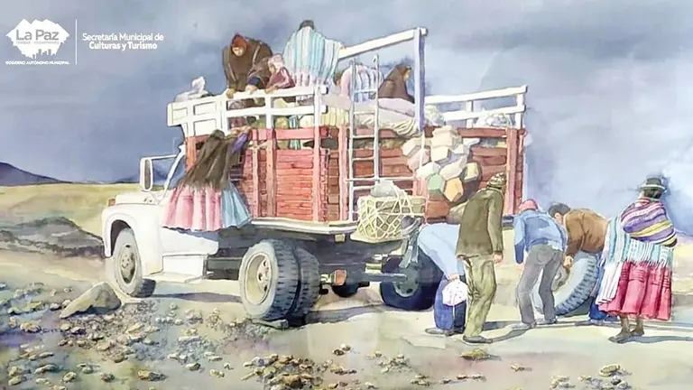 Arte del afiche promocional de la exposici&oacute;n &lsquo;Miradas Encontradas&rsquo;./ SECRETAR&Iacute;A MUNICIPAL DE CULTURAS Y TURISMO DE LA PAZ