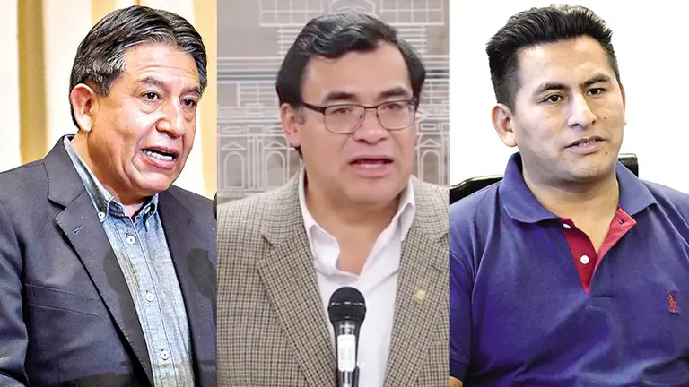 El presidente de la ALP, David Choquehuanca, el diputado Jerges Mercado y su par Gualberto Arispe./ COMPOSICI&Oacute;N OPINI&Oacute;N
