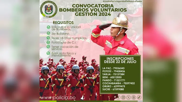 Bomberos lanza convocatoria para voluntarios. POLIC&Iacute;A