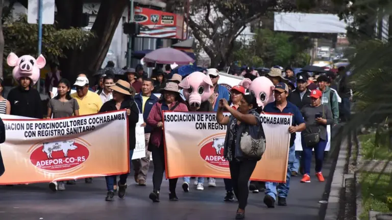 Marcha de agropecuarios, porcinocultores, avicultores y gremiales contra el avasallamiento de la propiedad privada. DICO SOL&Iacute;S