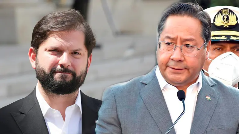 Gabriel Boric y Luis Arce en diferentes eventos./ ARCHIVO
