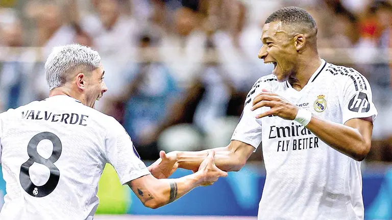 Federico Valverde y Kilyan Mbappé./ REAL MADRID FC.
