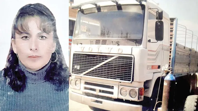 Alejandra Iriarte Guerrero, la tarijeña que desapareció en 2011 mientras viajaba de Cochabamba a Villamontes (i). El camión de la víctima, en el que viajaba (d)./ CORTESÍA FAMILIA