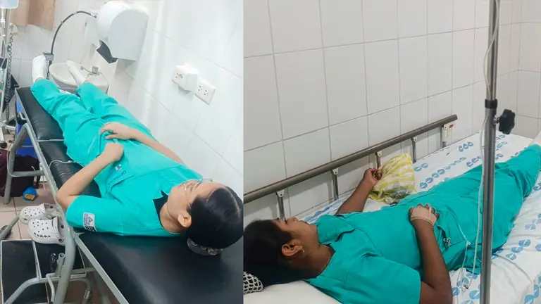 Brigadistas en un centro m&eacute;dico tras una presunta intoxicaci&oacute;n con alimentos del Sedes. Urgente.bo