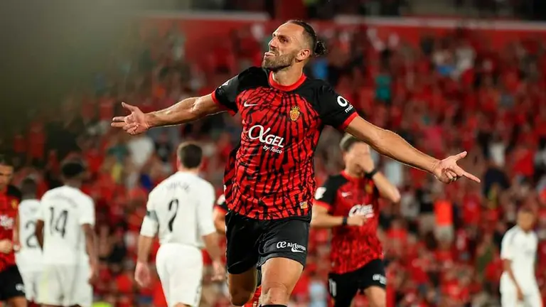 Muriqui celebra su tanto en el empate de Mallorca ante Real Madrid. FACEBOOK RCD MALLORCA
