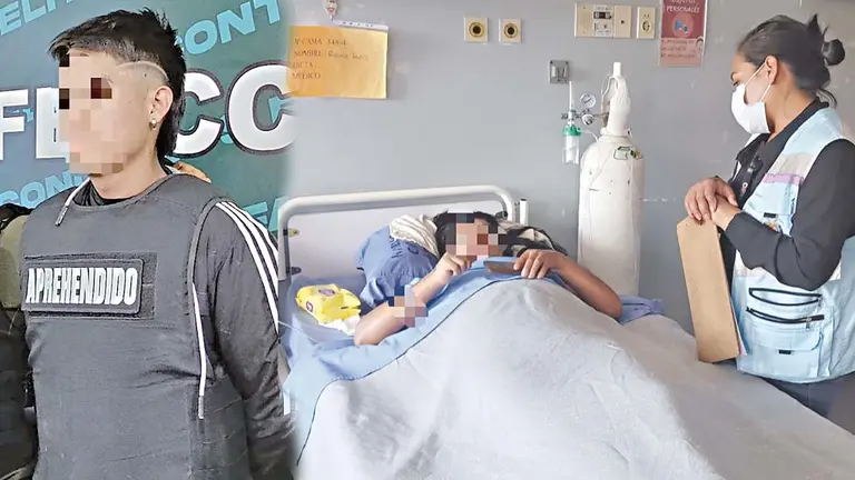 Ezequiel Sergio V.R., detenido por presunto homicidio en grado de 
tentativa (i). La joven recibe atenci&oacute;n en el Hospital Viedma (d)./ MARIELA COSS&Iacute;O M.- CORTES&Iacute;A