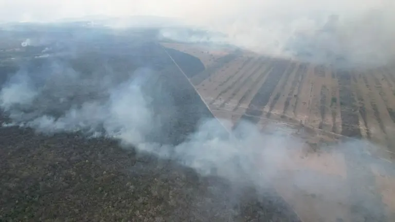 El incontenible fuego arrasa ahora con Santa Ana de Velasco, perteneciente a la jurisdicción de San Ignacio de Velasco en Santa Cruz./ URGENTE.BO