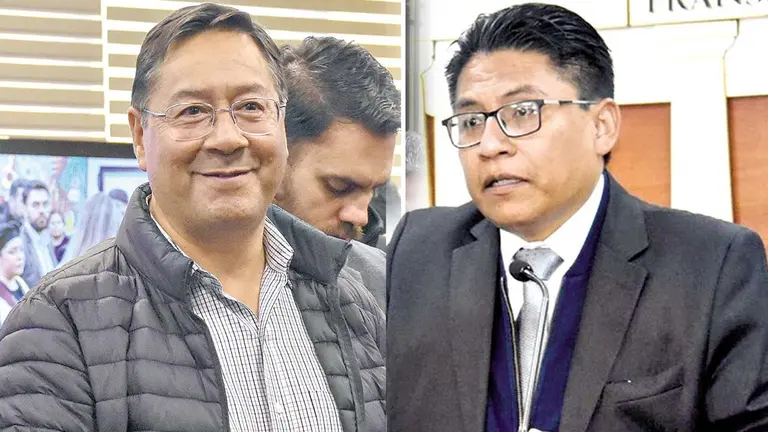 El presidente Luis Arce y el ministro de Justicia, Iv&aacute;n Lima./ APG