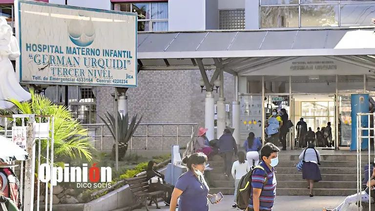Frontis del Hospital Materno Infantil Germ&aacute;n Urquidi, en Cochabamba./ DICO SOL&Iacute;S