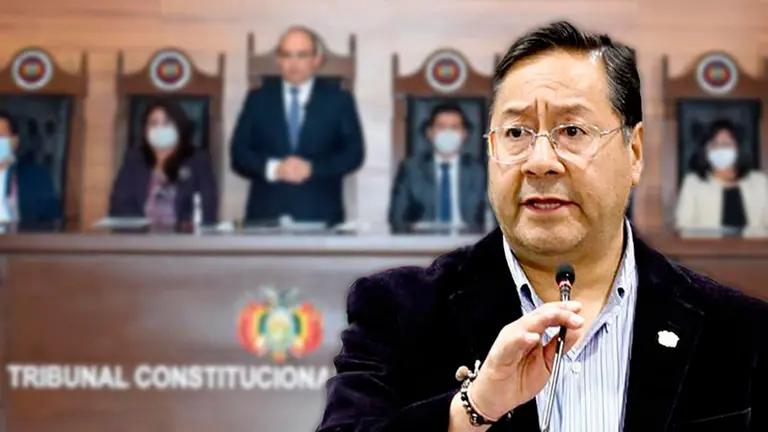 El TCP de fondo junto a una fotograf&iacute;a del presidente Luis Arce. Comp OPINI&Oacute;N