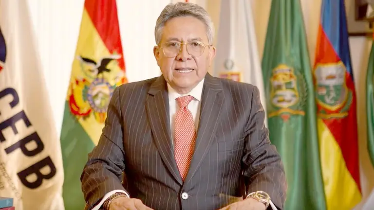 El presidente de la CEPB, Giovanni Ortuño, en un mensaje emitido en sus redes sociales./ CPEB