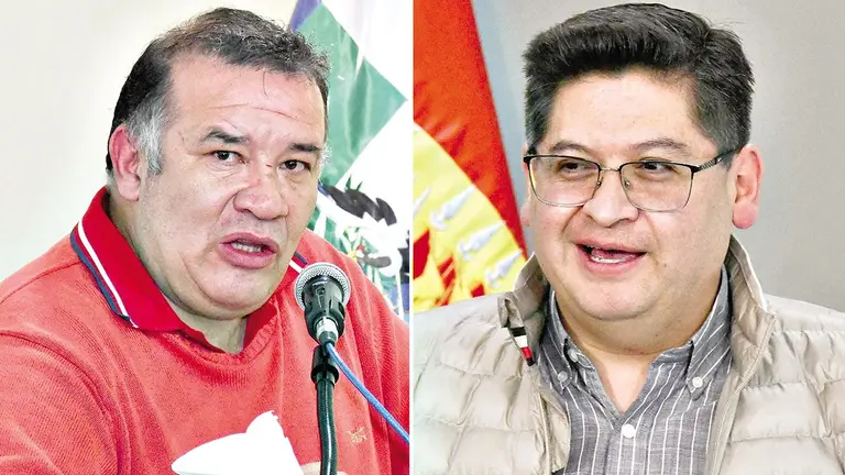El director del INE, Humberto Arandia (i), y el ministro de Econom&iacute;a, Marcelo Montenegro./ APG