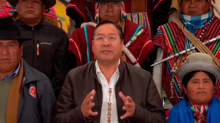 El presidente Luis Arce en su mensaje hacia Morales. CAPTURA DE VIDEO.