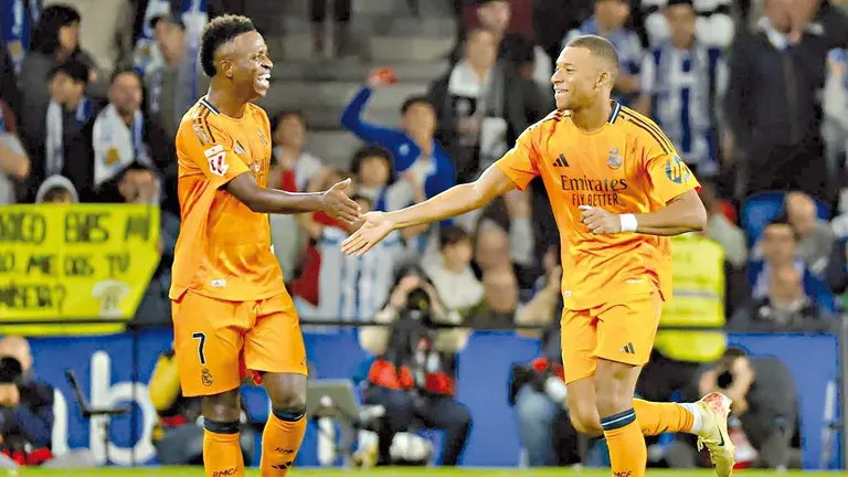 Vinicius Junior y Kylian Mbapp&eacute; con el Real Madrid./ &Iacute;NDIGO